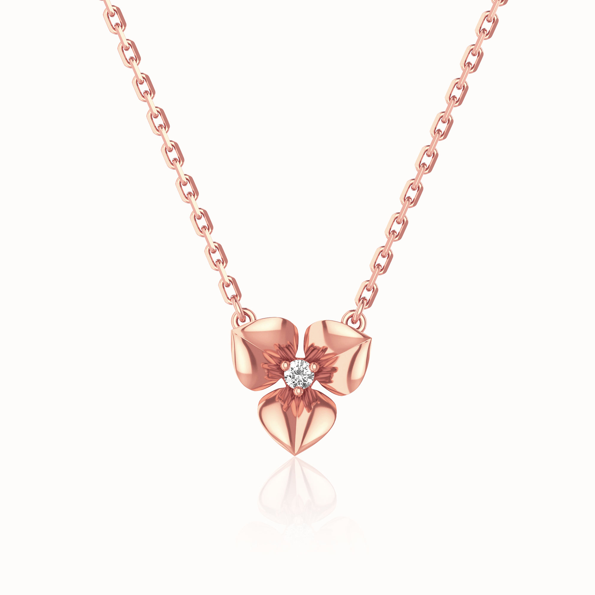 追光UP18K玫瑰金单钻项链