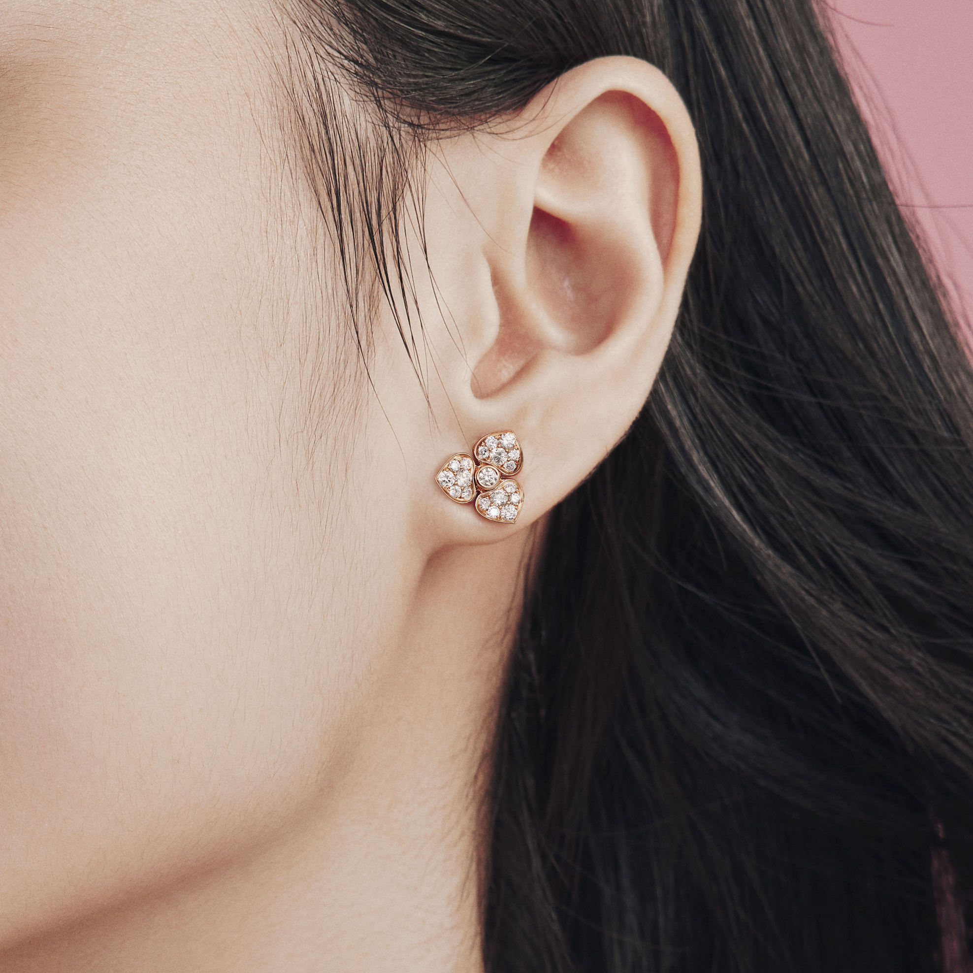 追光UP18K玫瑰金满钻耳钉