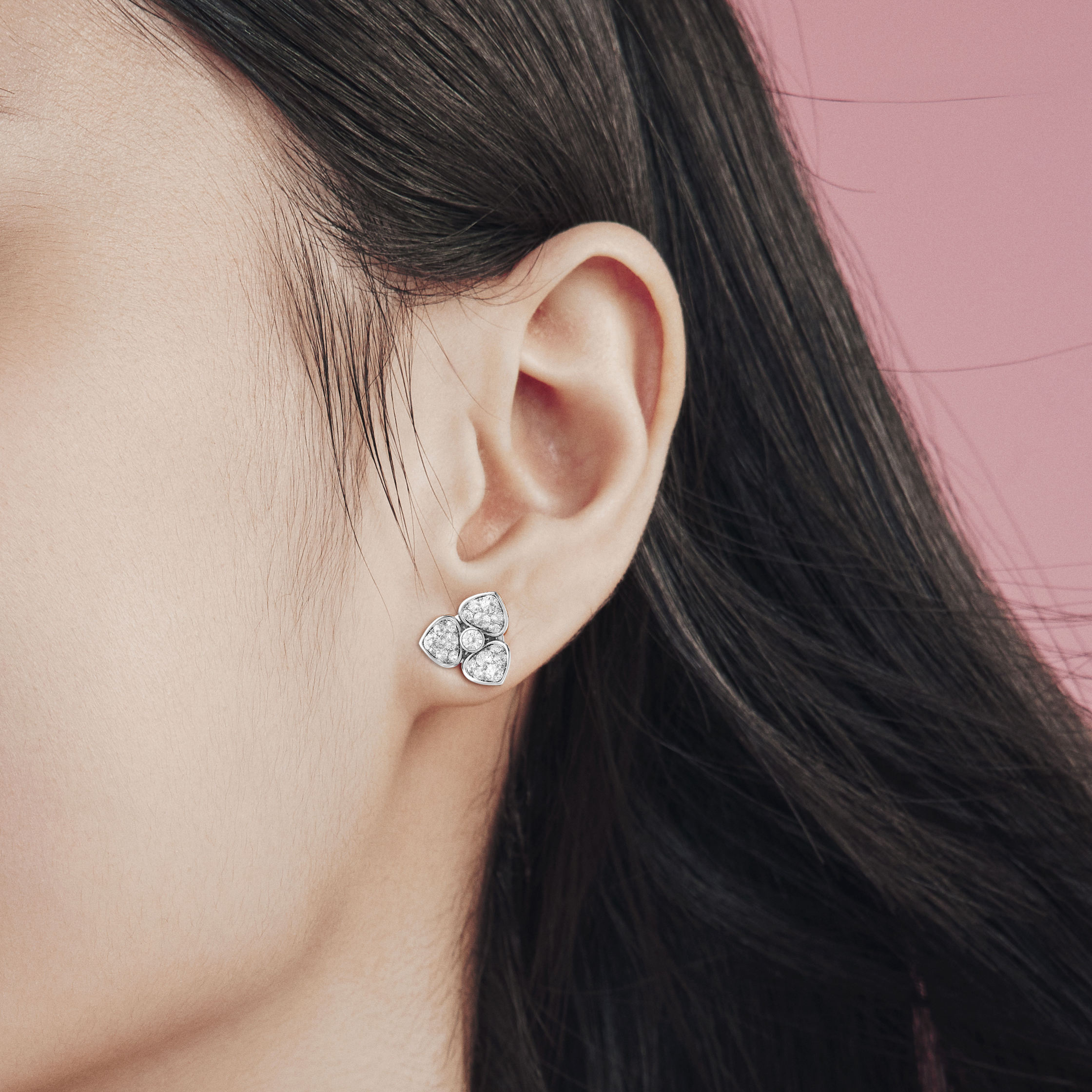 追光UP18K白金满钻耳钉