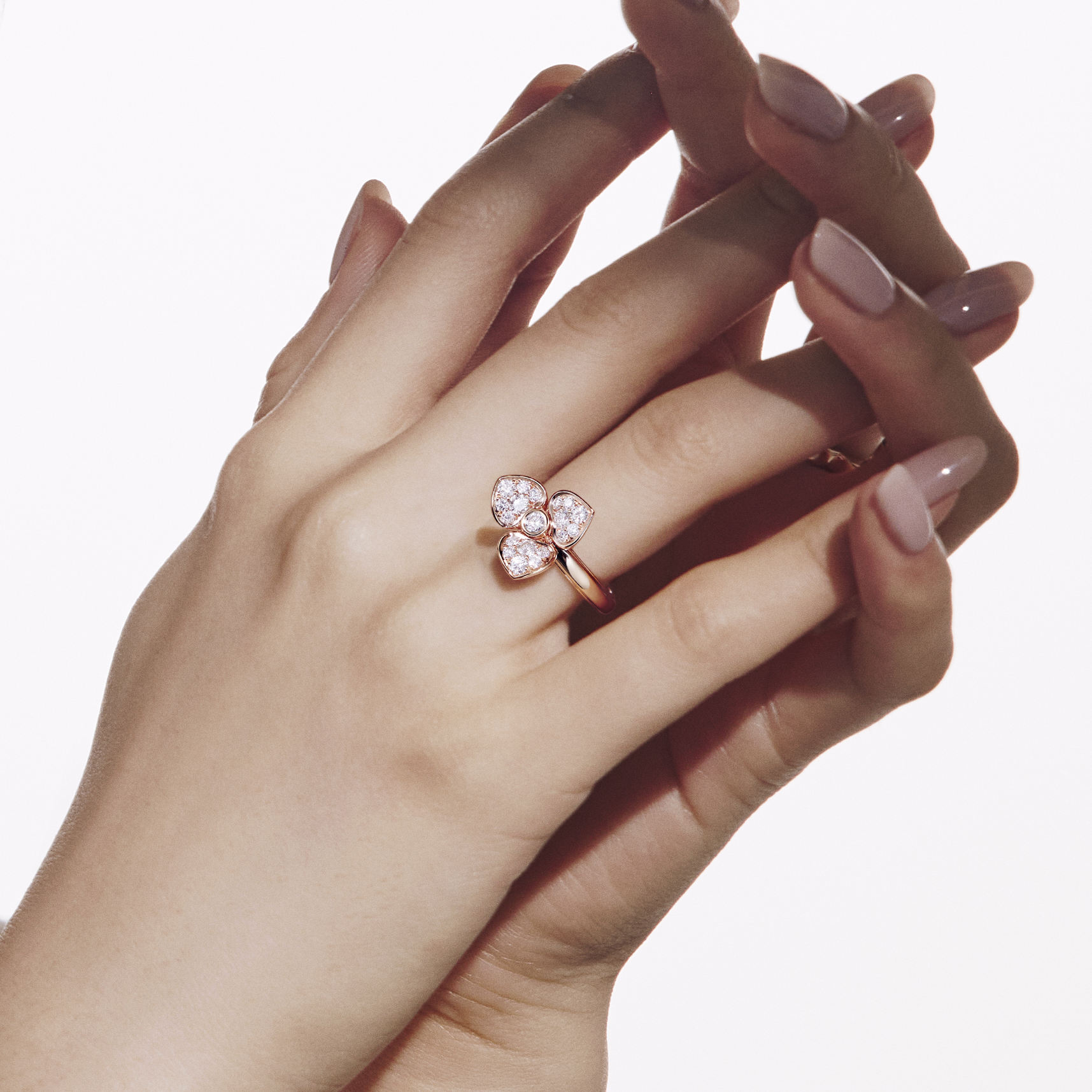 追光UP18K玫瑰金满钻戒指