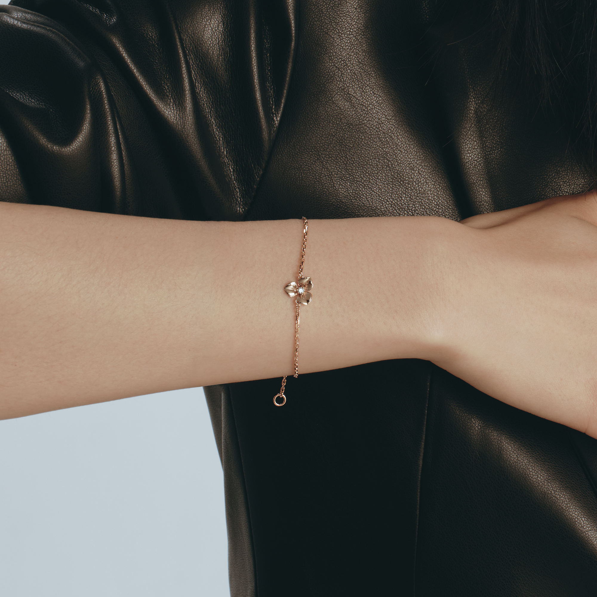 追光UP18K玫瑰金单钻手链