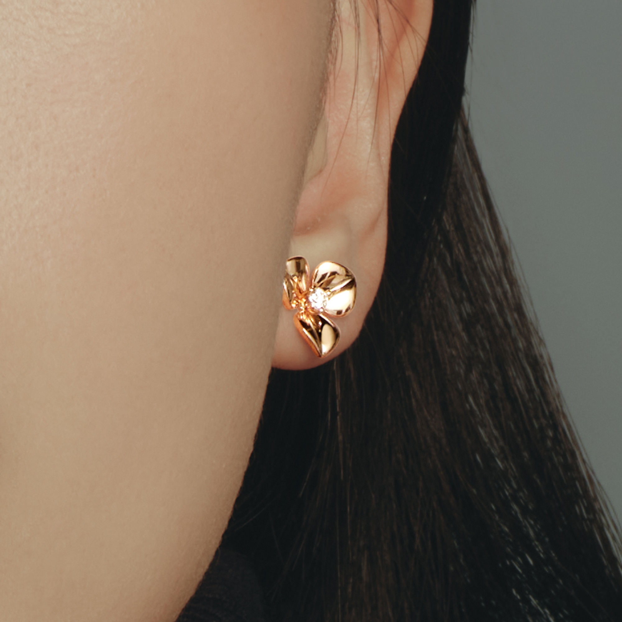 追光UP18K玫瑰金单钻耳钉