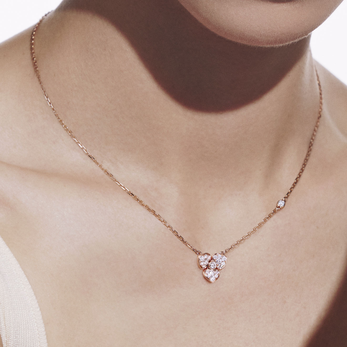 追光UP18K玫瑰金满钻项链