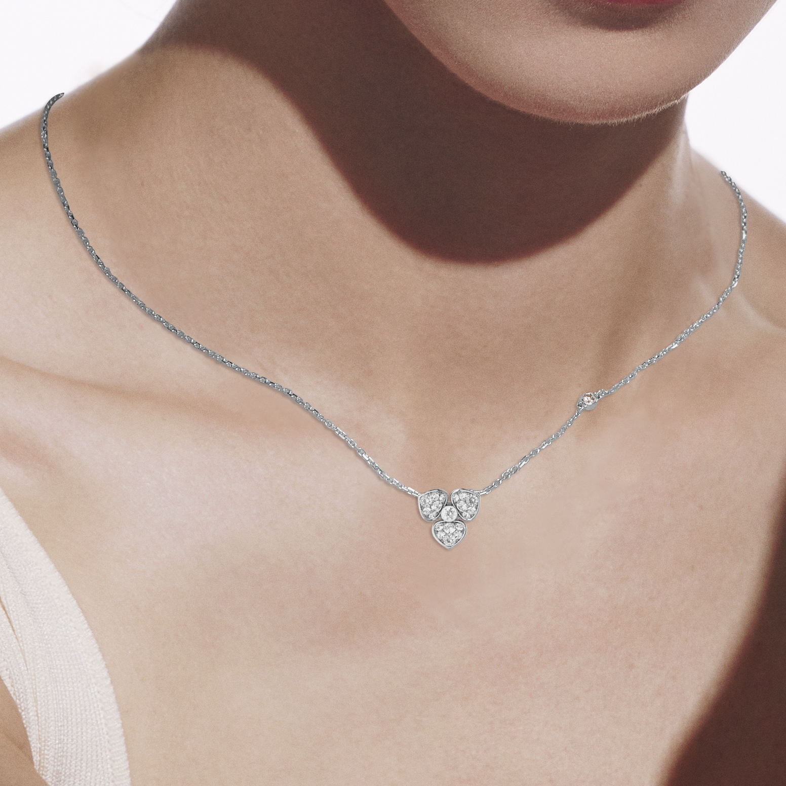 追光UP18K白金满钻项链