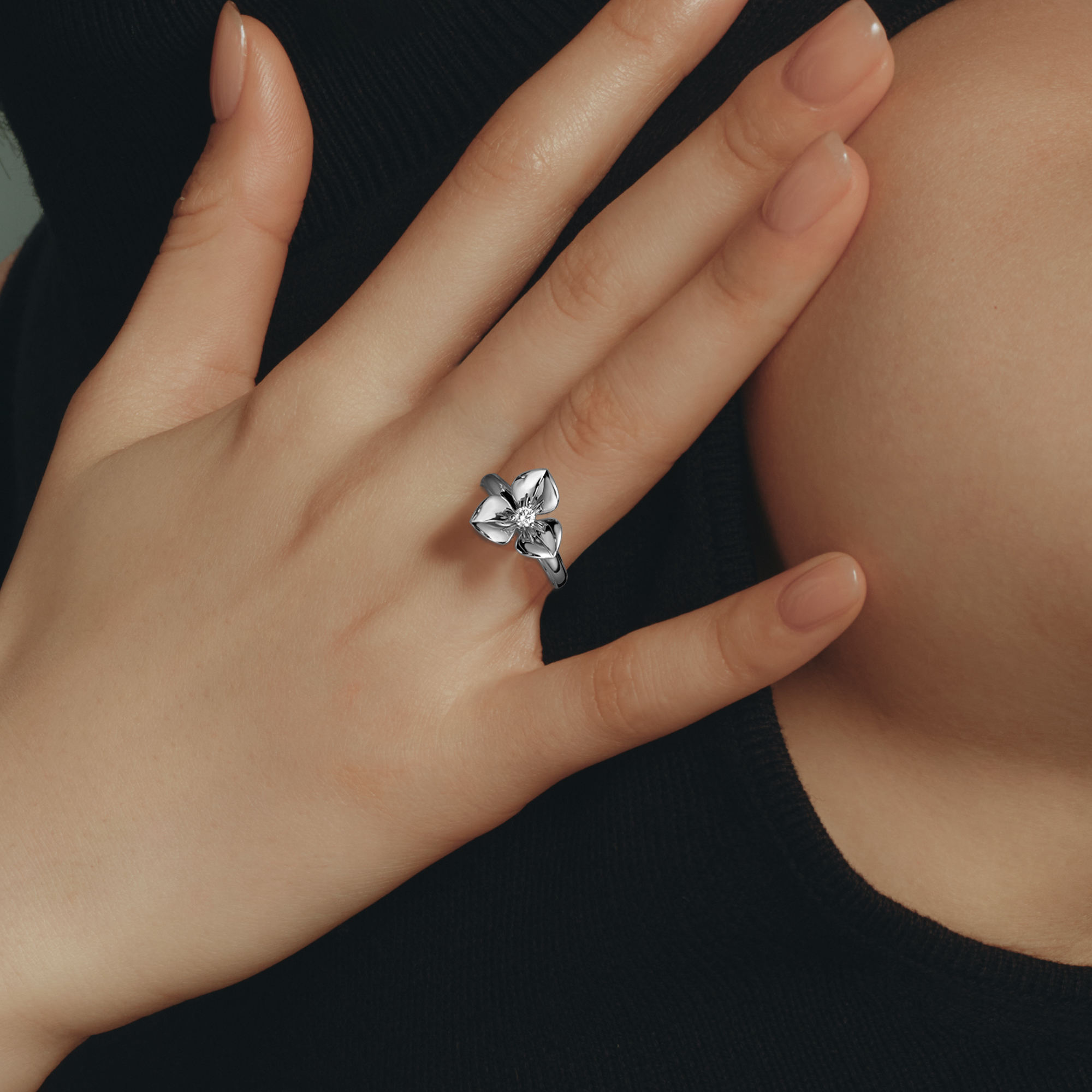 追光UP18K白金单钻戒指