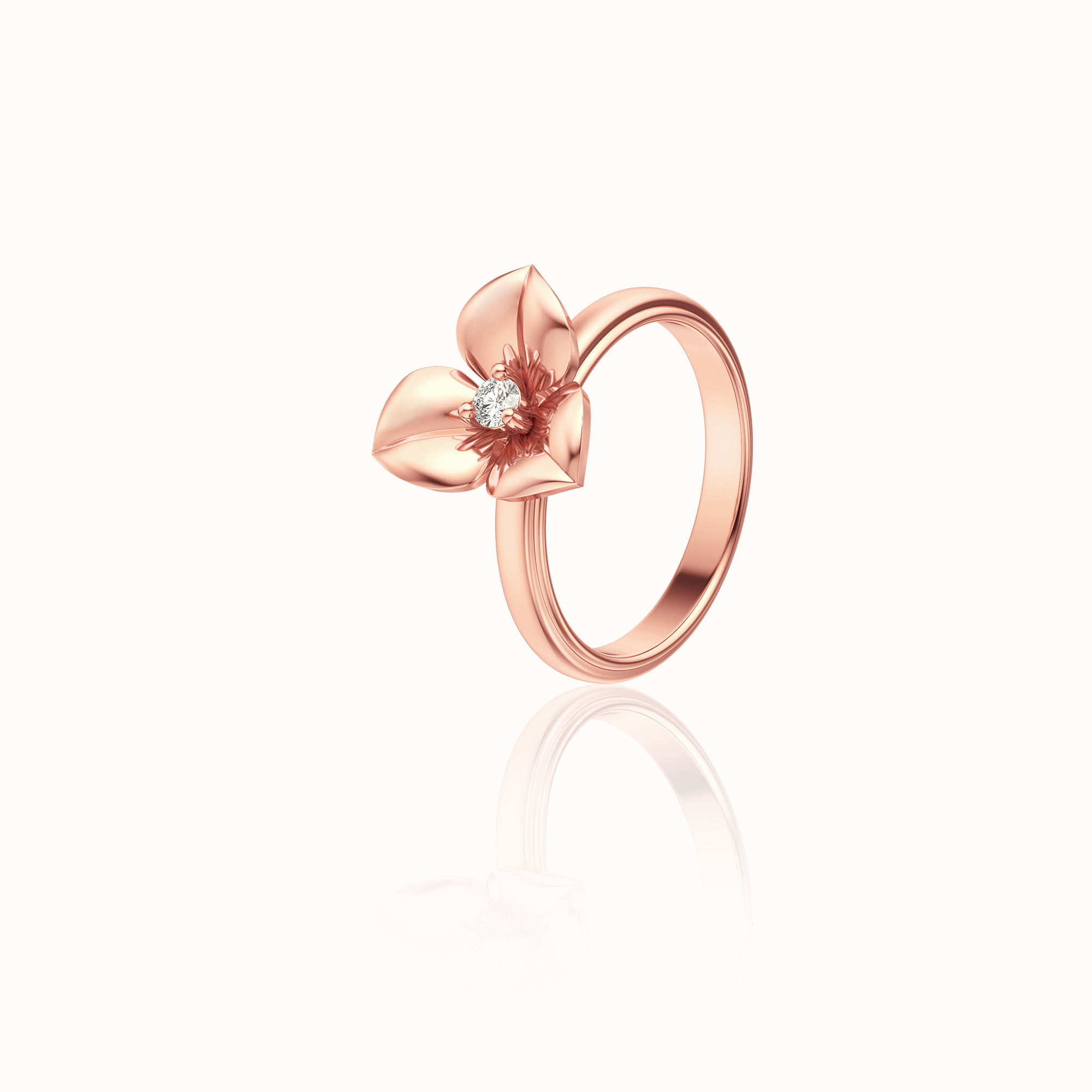 追光UP18K玫瑰金单钻戒指