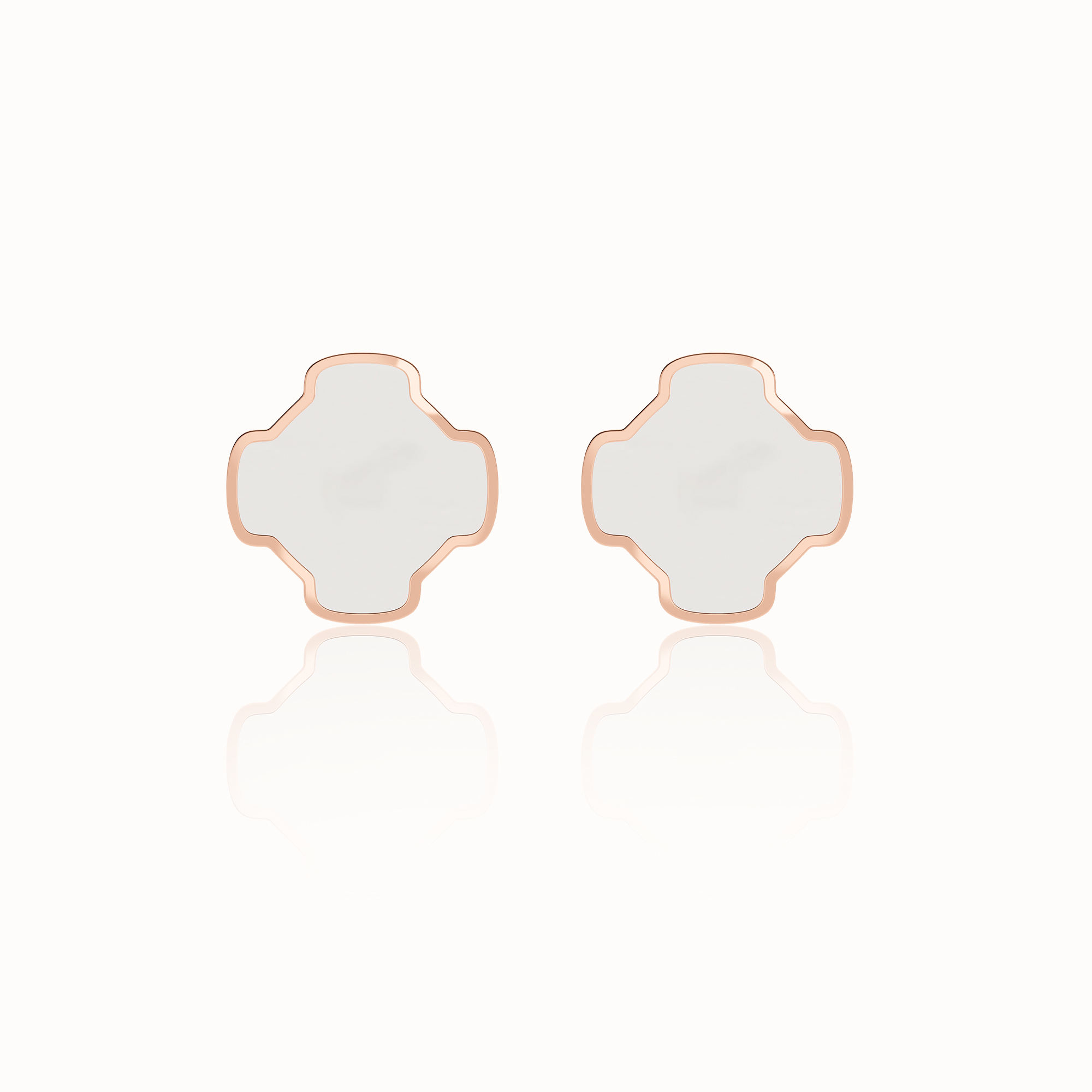 生机LUCK 金18K玫瑰金及珍珠母贝耳钉