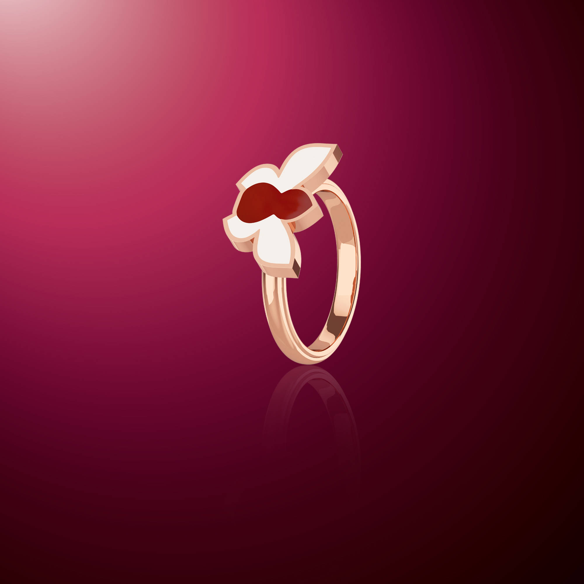 植福ZHIFU18K玫瑰金及贝母、红玛瑙戒指